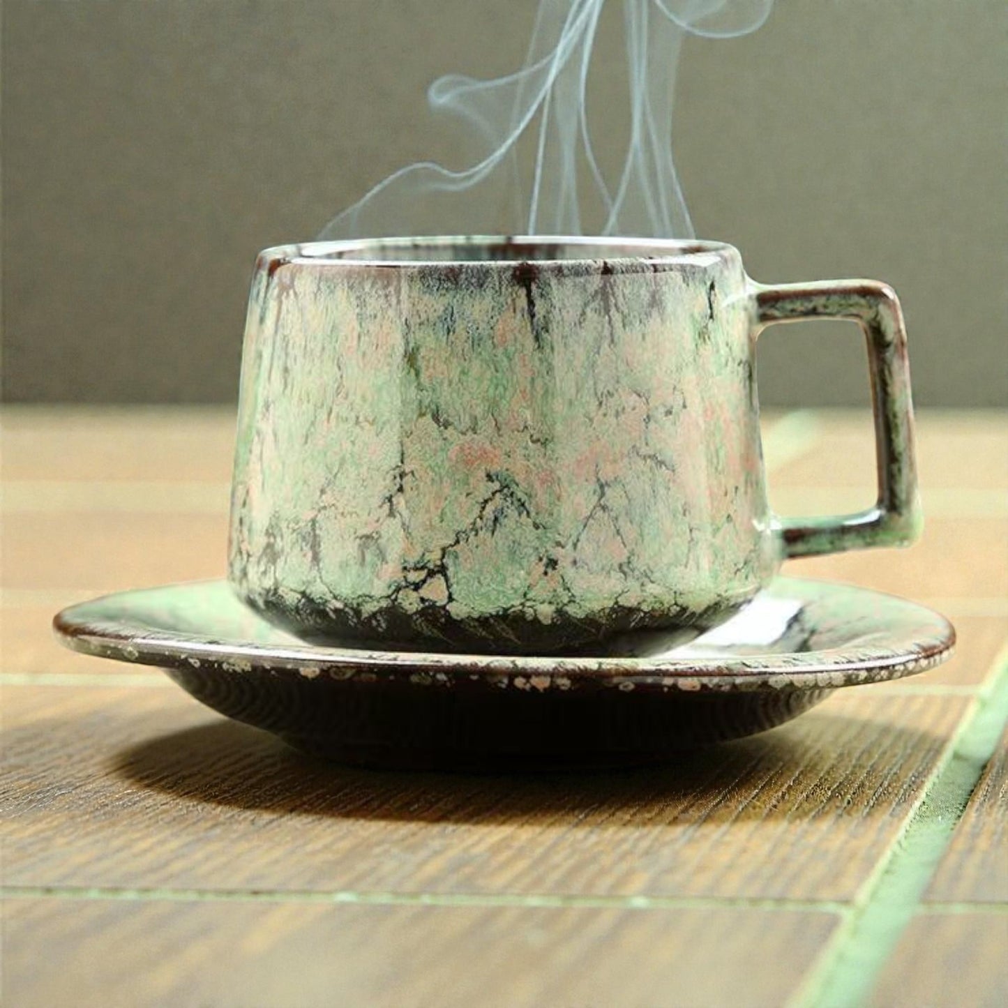 Glazed Ceramic Cup and Saucer Set