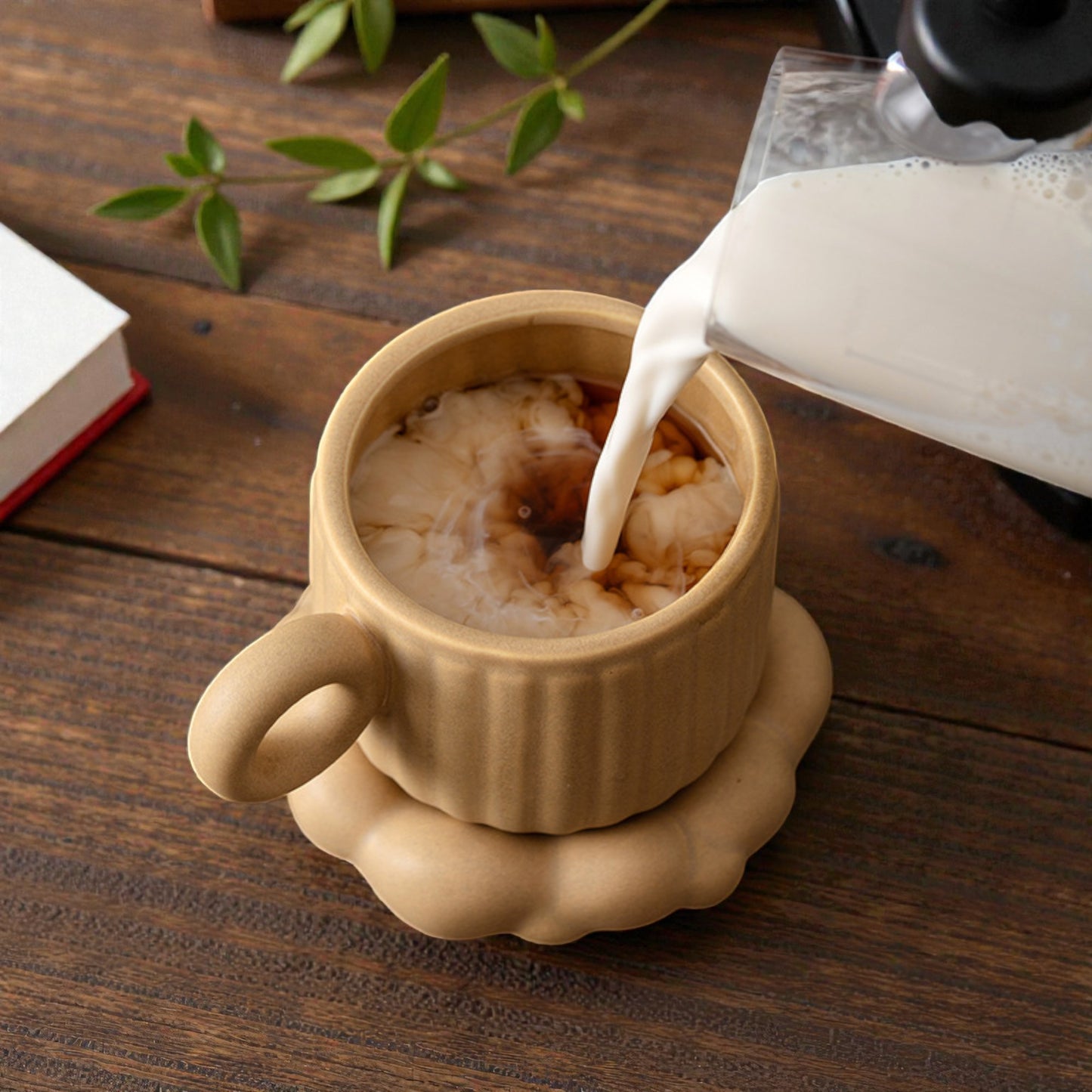 Cute Ceramic Coffee Cup with Saucer