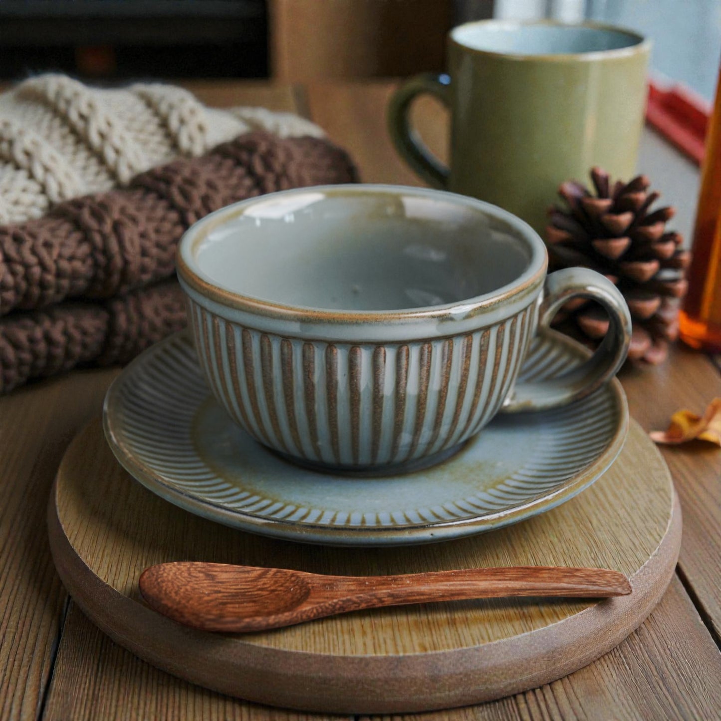 Retro Style Cup and Saucer Set