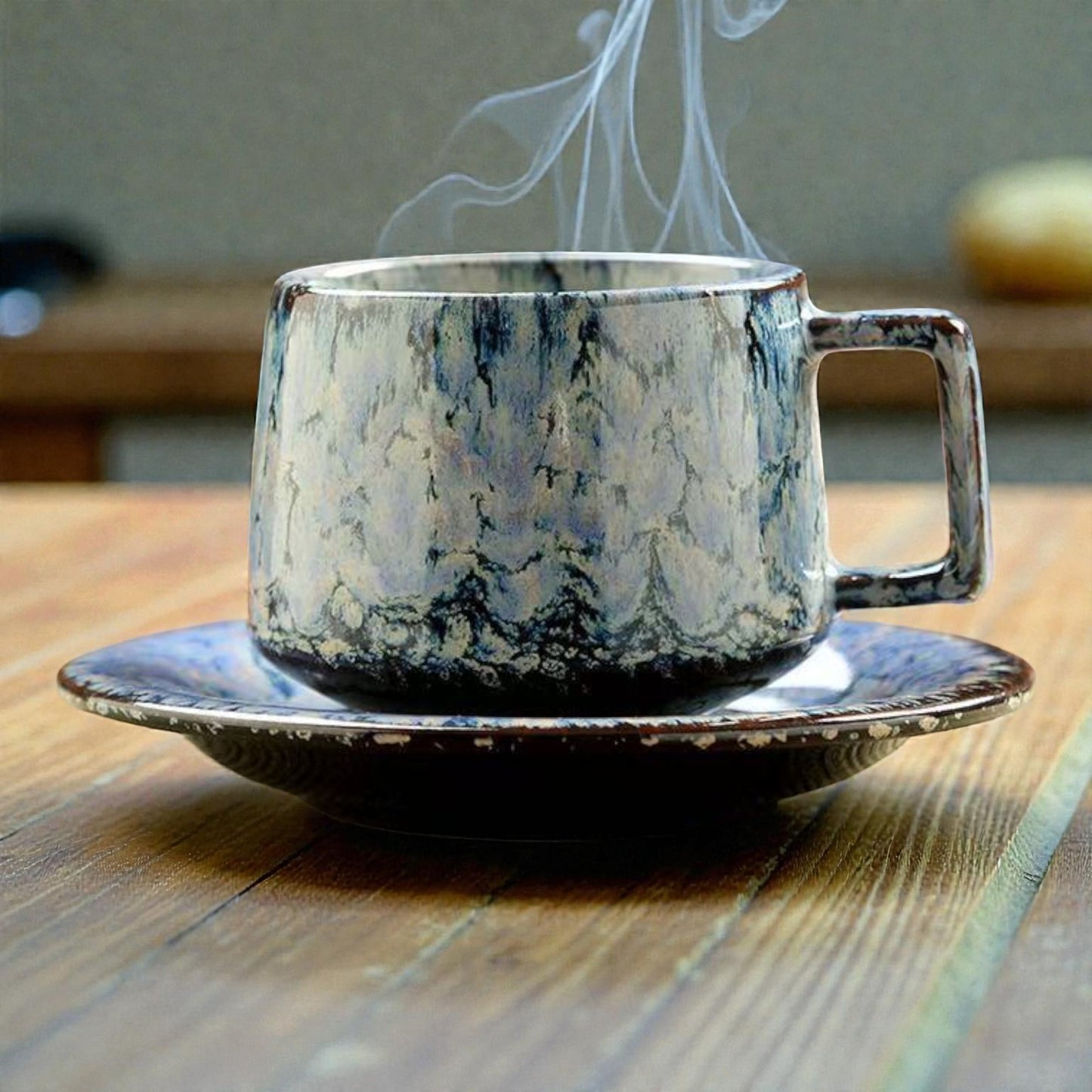 Glazed Ceramic Cup and Saucer Set