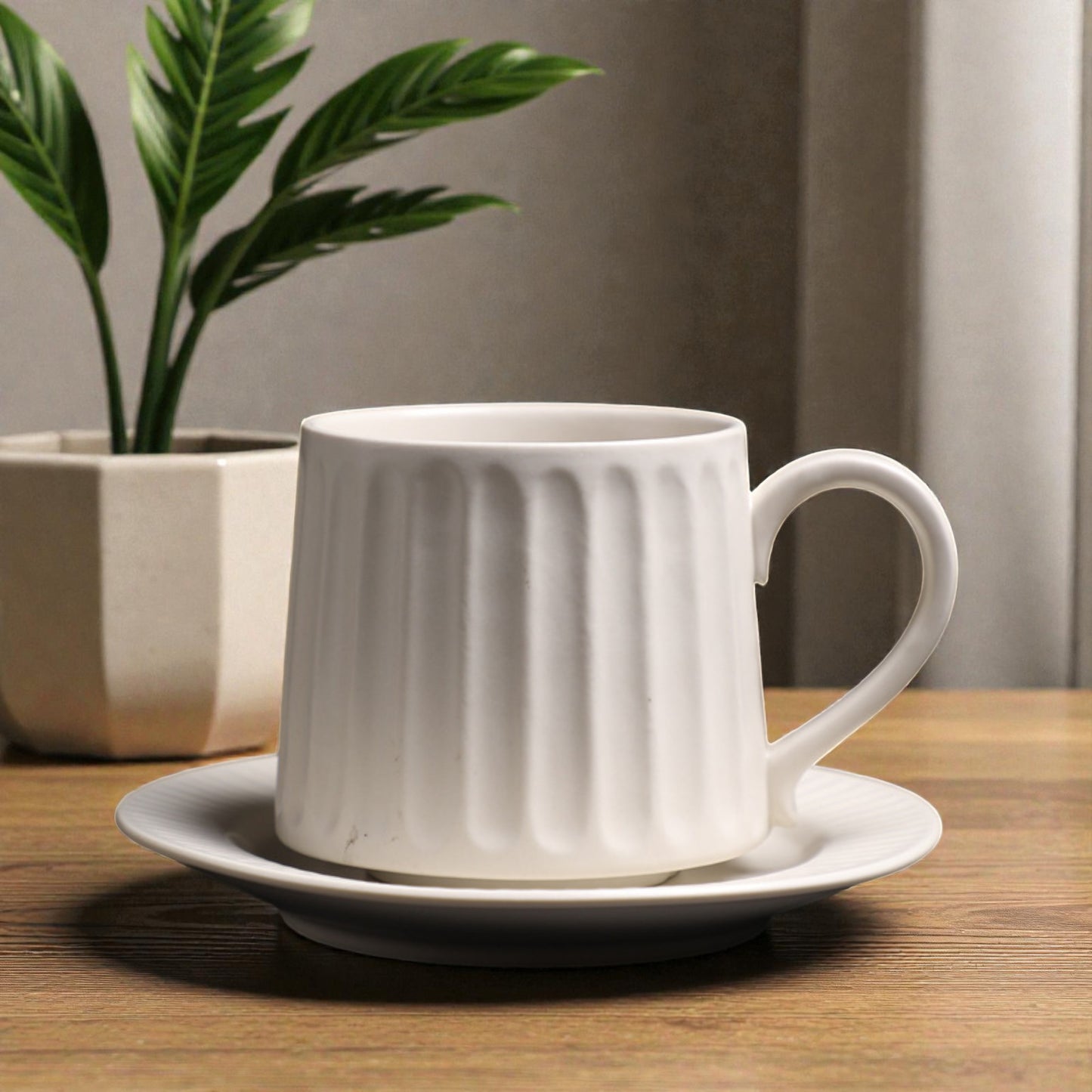 Striped Cup with Saucer Set