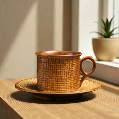 Textured Cup with Saucer