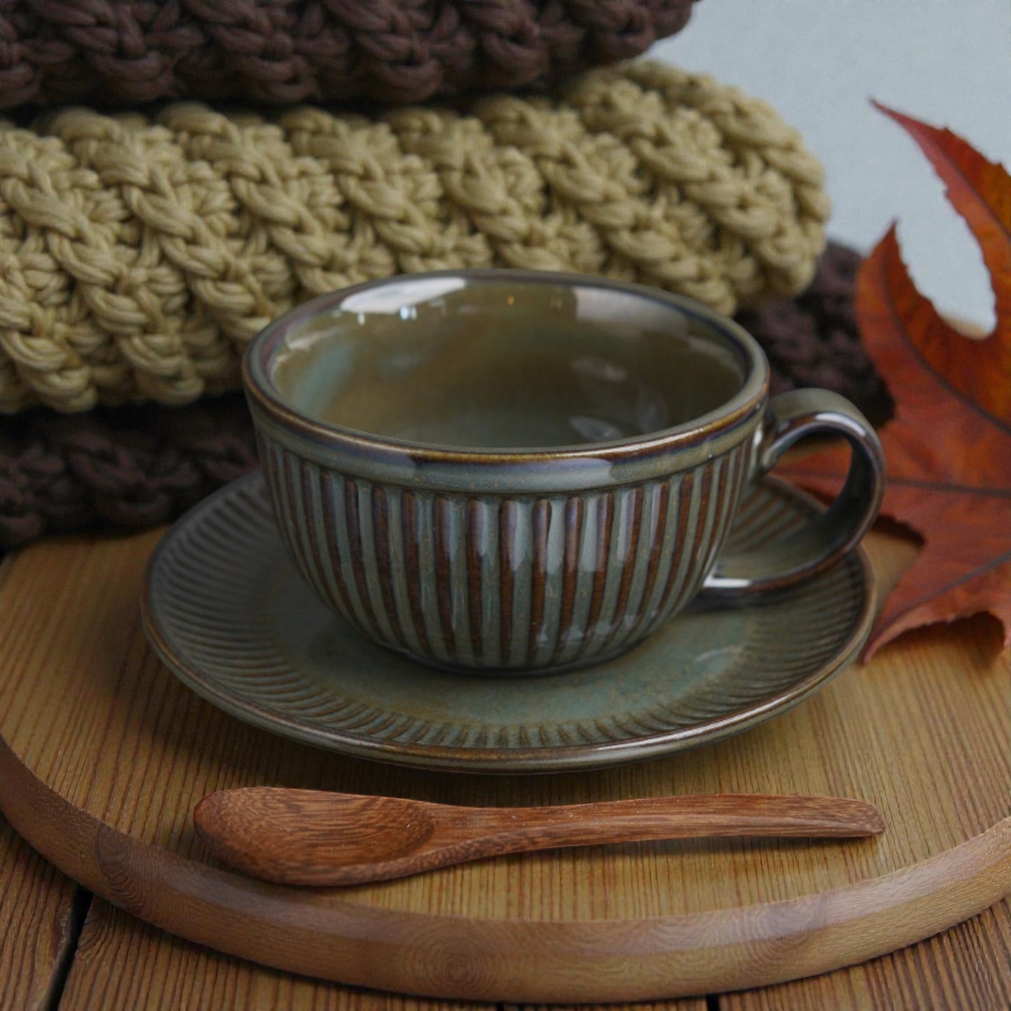 Retro Style Cup and Saucer Set