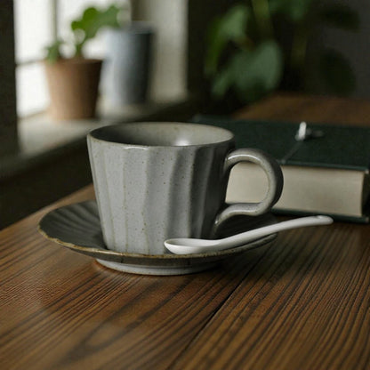 Striped Cup and Saucer Set