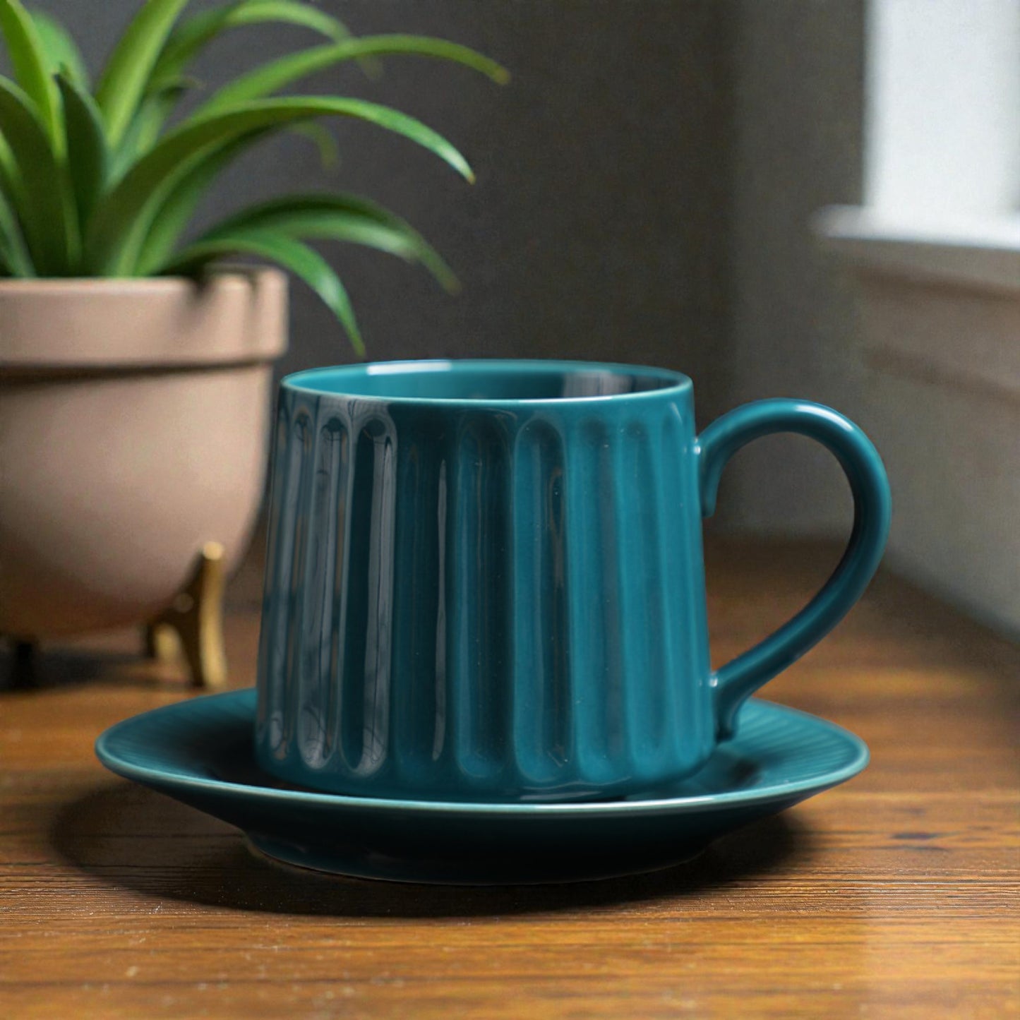 Striped Cup with Saucer Set