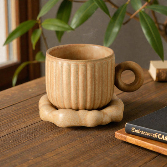 Cute Ceramic Coffee Cup with Saucer
