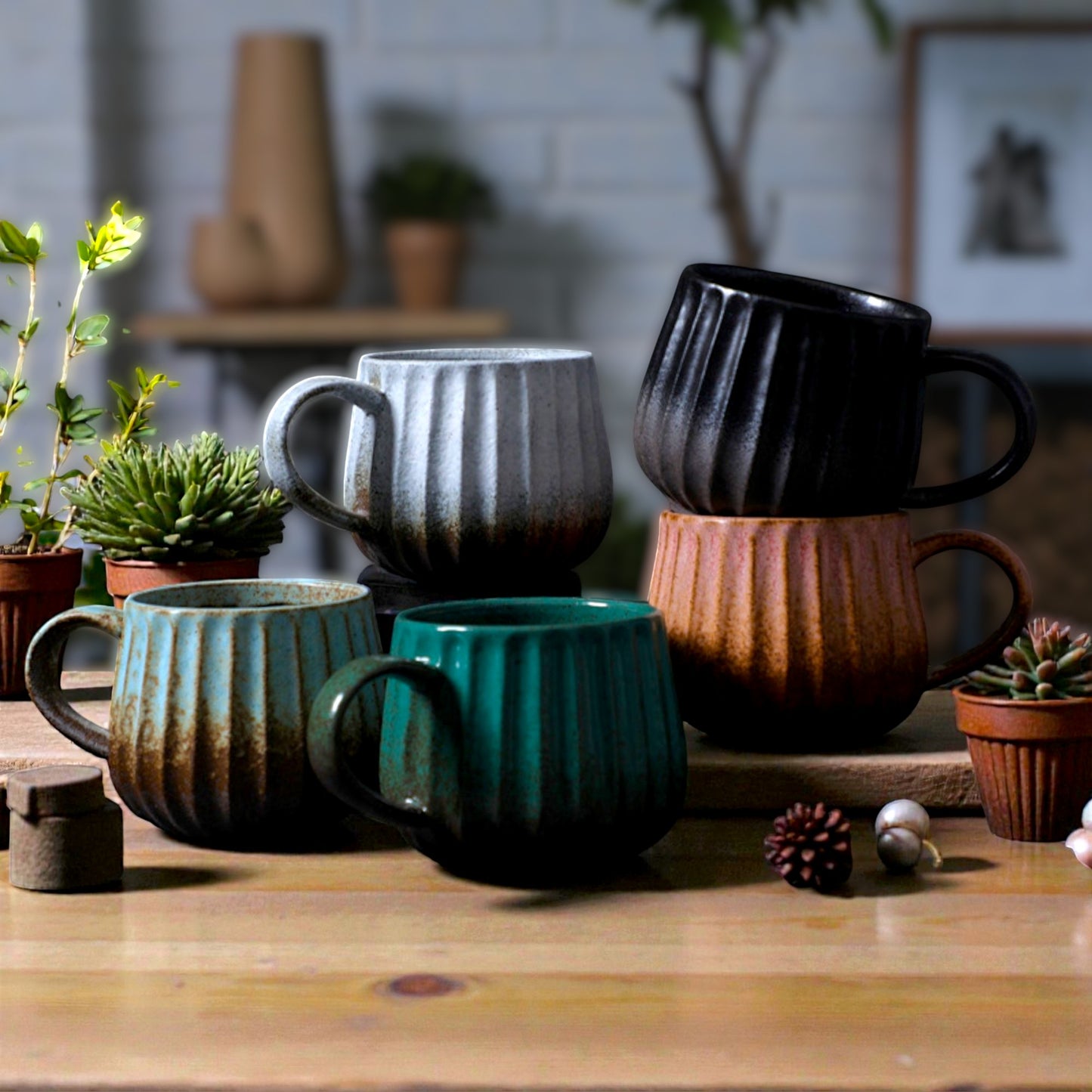Rustic Striped Coffee Cup