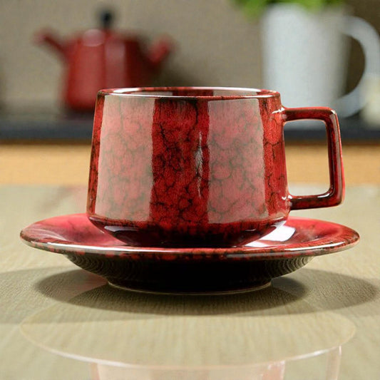 Glazed Ceramic Cup and Saucer Set