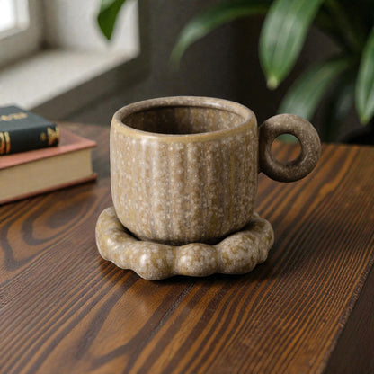 Cute Ceramic Coffee Cup with Saucer