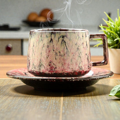 Glazed Ceramic Cup and Saucer Set