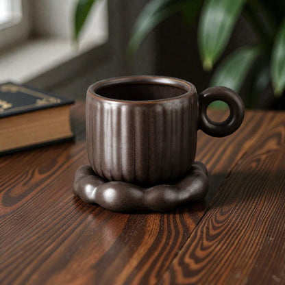 Cute Ceramic Coffee Cup with Saucer