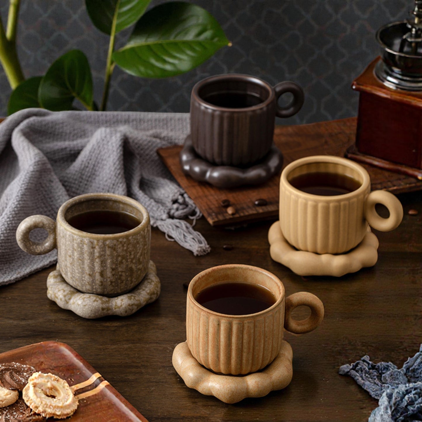 Cute Ceramic Coffee Cup with Saucer